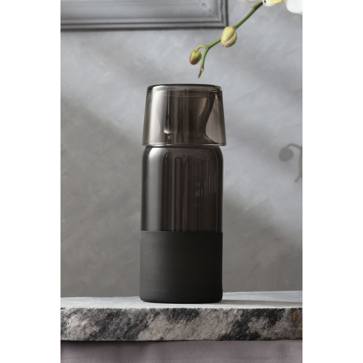 Комплект стъклени бутилки, Hermia Concept, 700 мл, 6,4x6,4x20,3см, черни