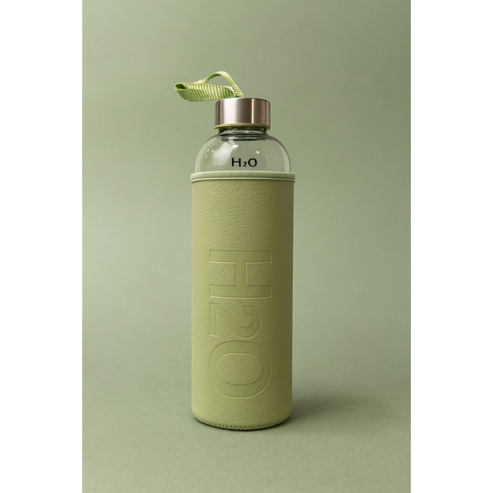 Стъклена бутилка Hermia Concept, 1000 мл, зелена, 6x6x26 см