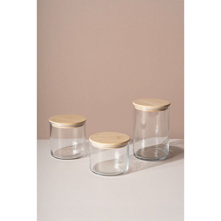 Set borcane transparente Hermia Concept, 3 piese, 535ml, 680ml, 1050ml