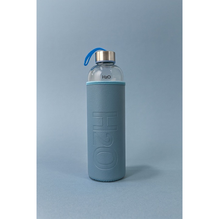 Стъклена бутилка Hermia Concept, 1000 мл, синя, 6x6x26 см, 1 брой