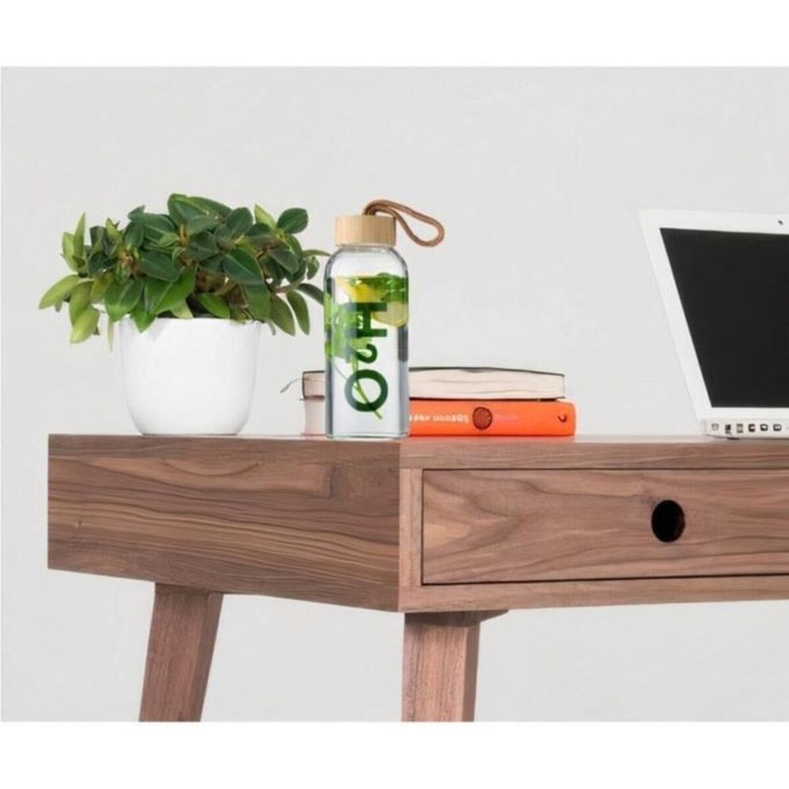 Sticla din sticla, Hermia Concept, 600 ml, alb, 7x7x20 cm