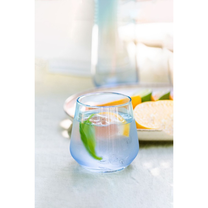 Hermia Concept pohárkészlet, 4 darabos, üveg, kék, türkiz, 6,8x6,8x8,8cm, 345ml