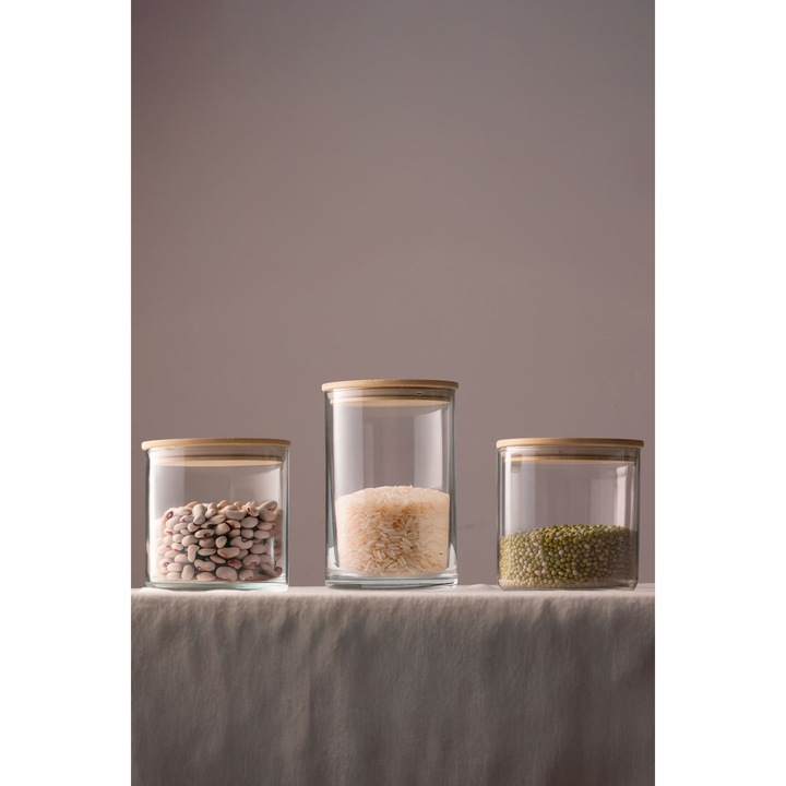 Set borcane Hermia Concept, transparent, 3 piese, 10x10x8cm, 10x10x10cm, 15x15x15cm