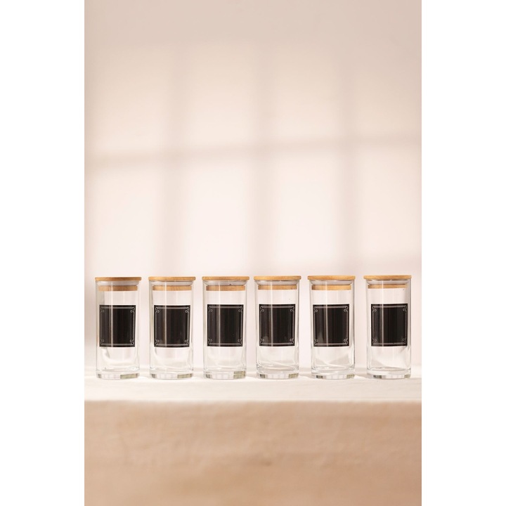 Set de borcane pentru condimente, Hermia Concept, transparent, 6,2x6,2x13,4cm, 290ml, 6 buc