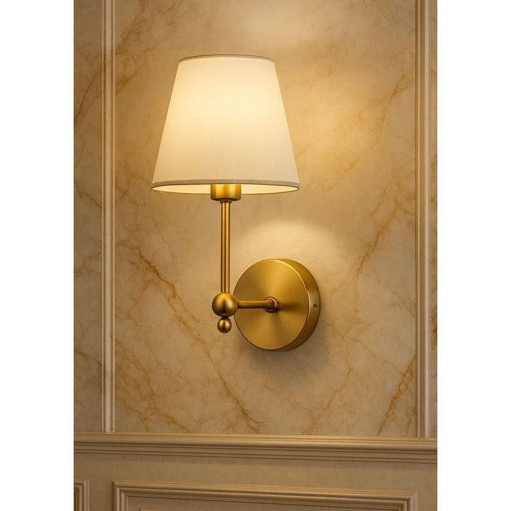 Аплик за стена Opviq 889, златист, бял, размери 10x15x30см, фасунга E27