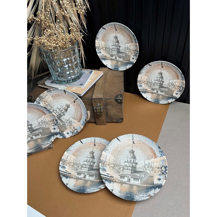 Hermia Concept desszertes tányér készlet, 4 darabos, 21x21x2cm, többszínű