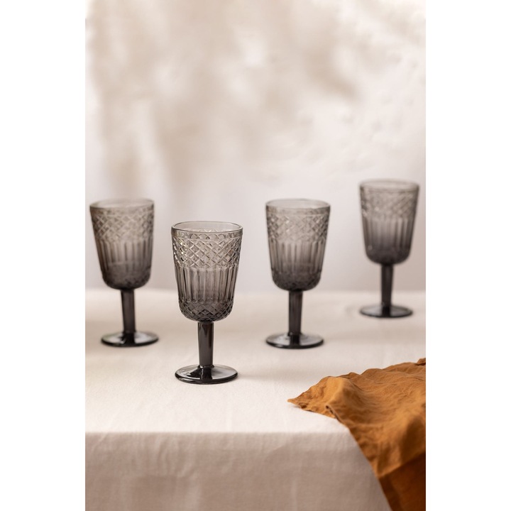 Set pahare vin 606, Hermia Concept, fume, 8x8x17,3cm, 280ml (4 bucati)