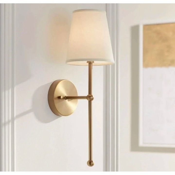 Aplica Opviq 759, aurie, crem, dimensiuni 10x15x50cm, soclu E27