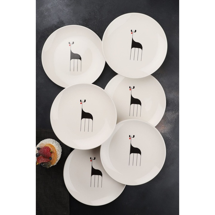 Hermia Concept 6 részes desszerttányér szett, fehér, 21x21x2cm