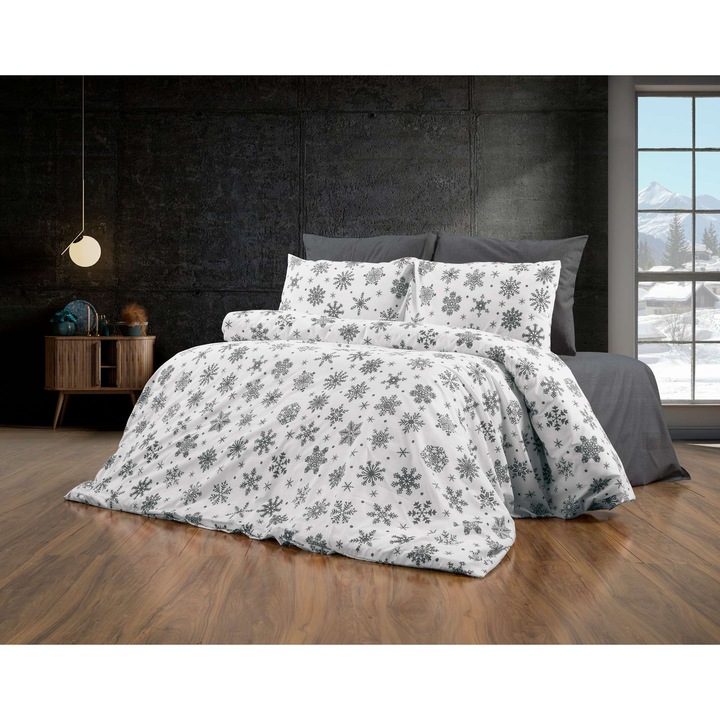 Colorful Cotton ágyneműgarnitúra, 240x220cm, 2 párna 60x60cm, fehér, szürke