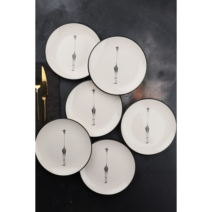 Hermia Concept desszert tányérkészlet, fehér, 21x21x2 cm, 6 darab