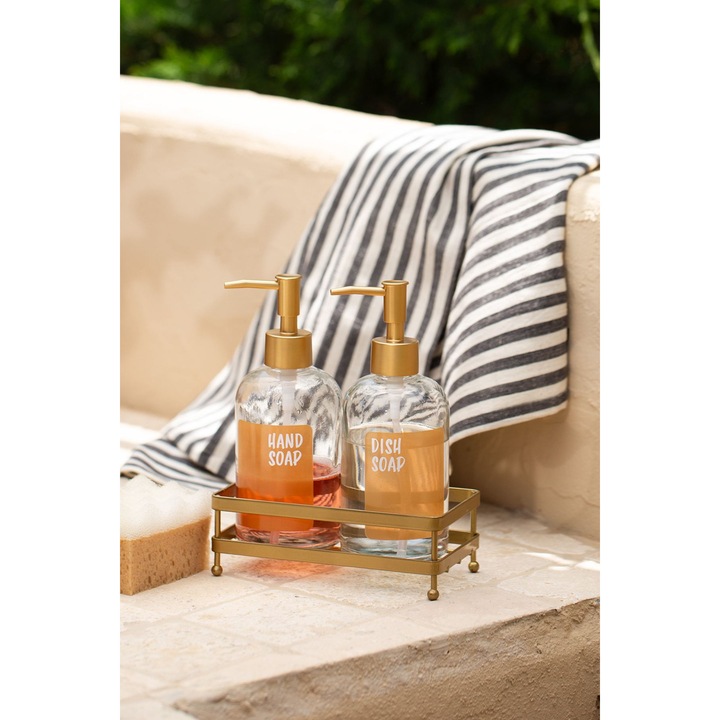 Szappanadagoló készlet, Hermia Concept, átlátszó, 7,7x7,7x14cm, 420ml, 2 darab