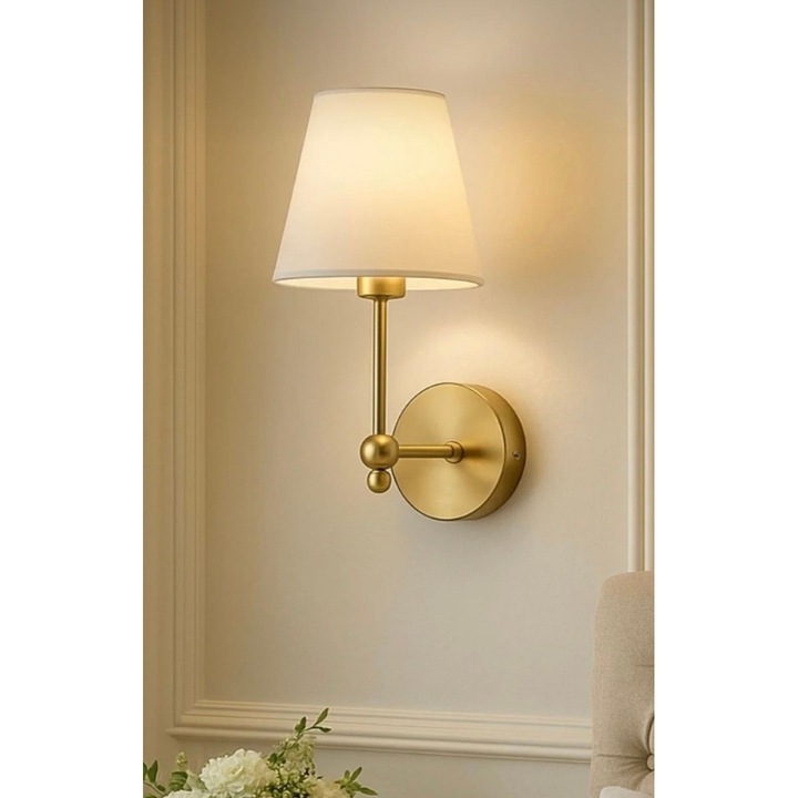 Opviq fali lámpa, 841-es modell, krémszínű, arany, mérete 10x15x30cm, E27-es foglalat