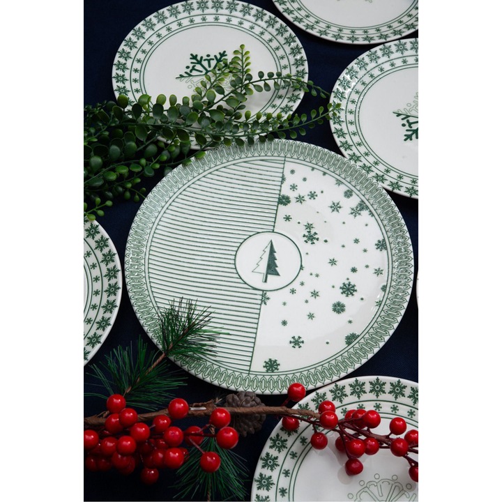 7 részes desszert tányérkészlet, Hermia Concept, többszínű, 25x25x3cm, 20x20x2cm