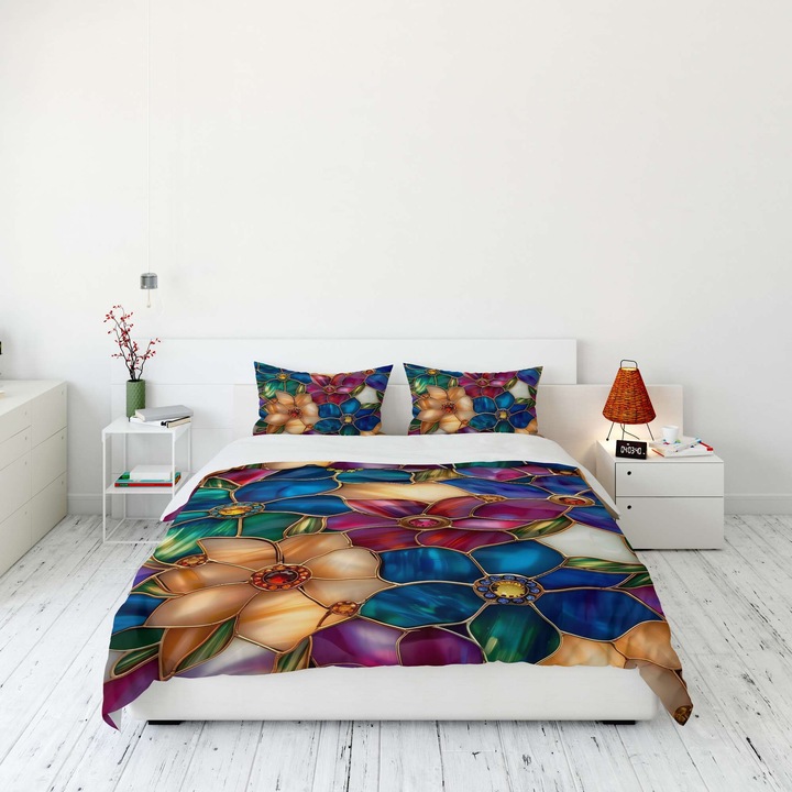 Colorful Cotton ágyneműhuzat garnitúra, 200x200cm, 2 párna 60x60cm, többszínű