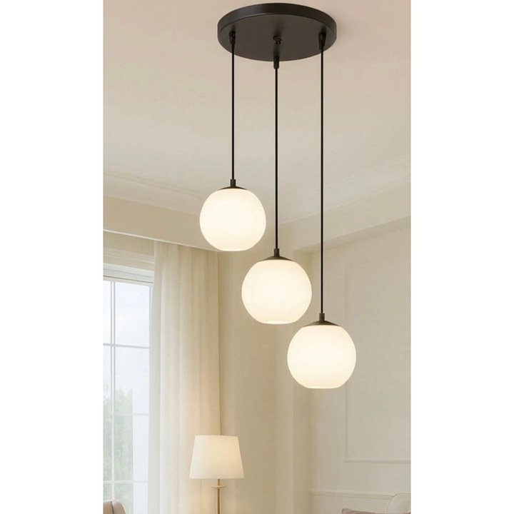 Лампа Opviq 544, метал, черна и бяла, регулируеми размери 20-80 см, основа 30x4 см