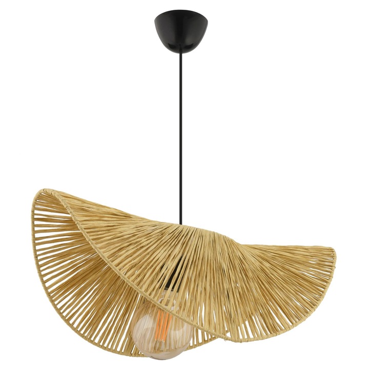 Lustra Opviq 064, metal, camel si negru, dimensiuni ajustabile 30-55cm, soclu E27