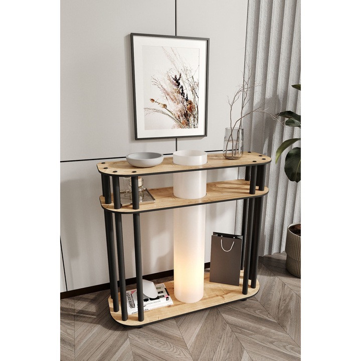 Veioza Opviq, model 252, corp din MDF, capac PVC, 17cm, 80cm, culoare stejar