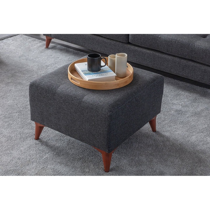 Taburet, Atelier Del Sofa, Tuffet 283, 100% poliester, antracit, 60x30x60cm