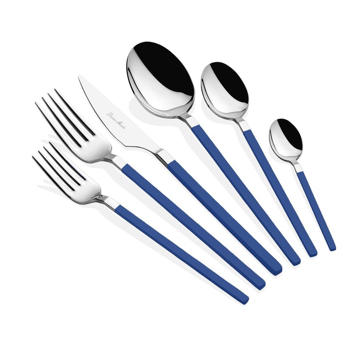 36 részes evőeszközkészlet, Hermia Concept, rozsdamentes acél, ezüst, kék