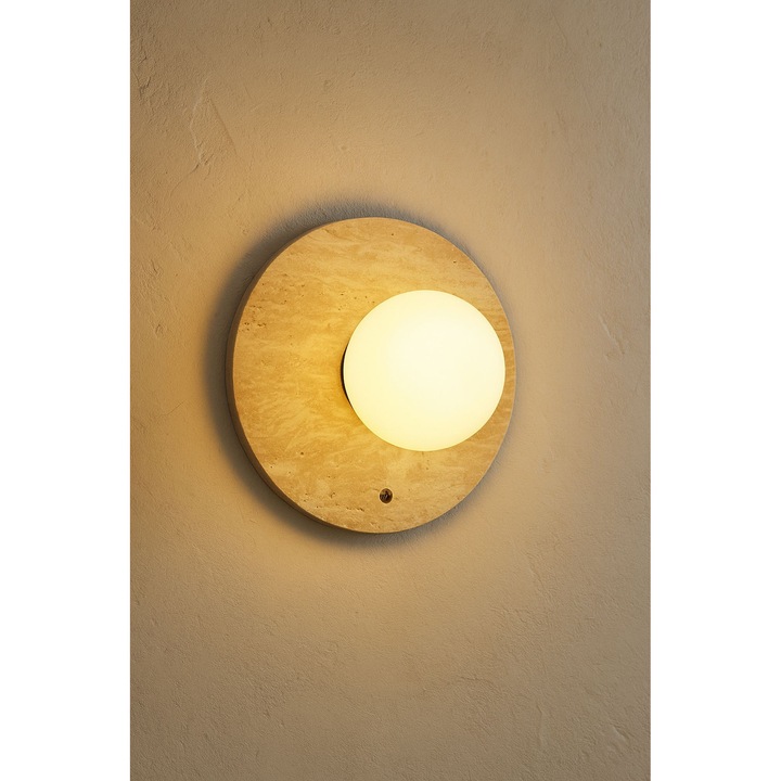 Аплик Opviq, модел 372, травертин, бежов, бял, размери 12x25см