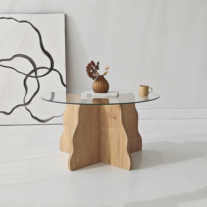 Masa de cafea Woody Fashion, 372, stejar safir, transparent, 75x40x75cm