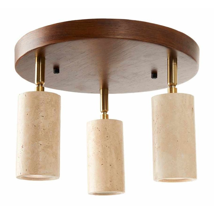 Plafoniera Opviq, bej/maro, lemn, dimensiuni 6.5x13cm, inaltime totala 21cm