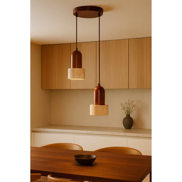 Лампа Opviq, модел 770, бежов, орех, размери 12x19см, регулируема височина 24-154см