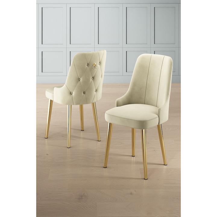 Set scaune Woody Fashion, 2 piese, crem, auriu, 46x94x46cm