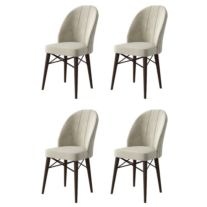 Set scaune Woody Fashion, 4 piese, crem, maro, 44x96x42cm