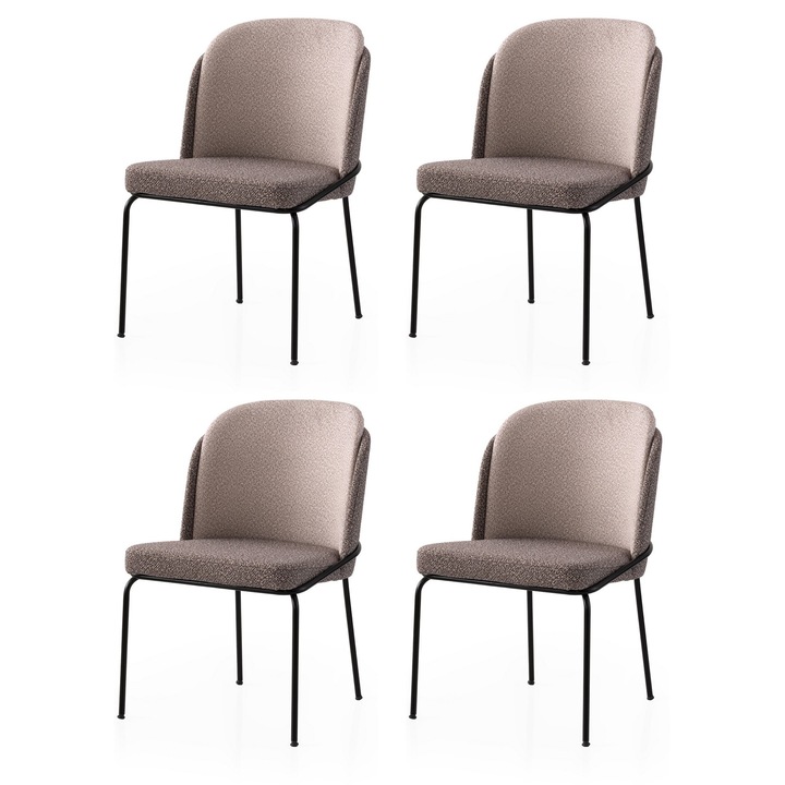 Set scaune Woody Fashion, 4 piese, auriu, maro deschis, 62x75x52cm