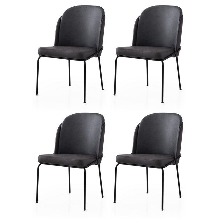 Set scaune Woody Fashion, 4 piese, aurie, neagra, 62x75x52cm