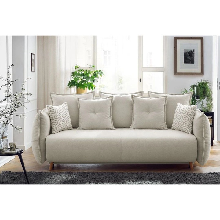 Canapea extensibila 3 locuri, Atelier Del Sofa, crem, 7 perne, 235x95x98cm