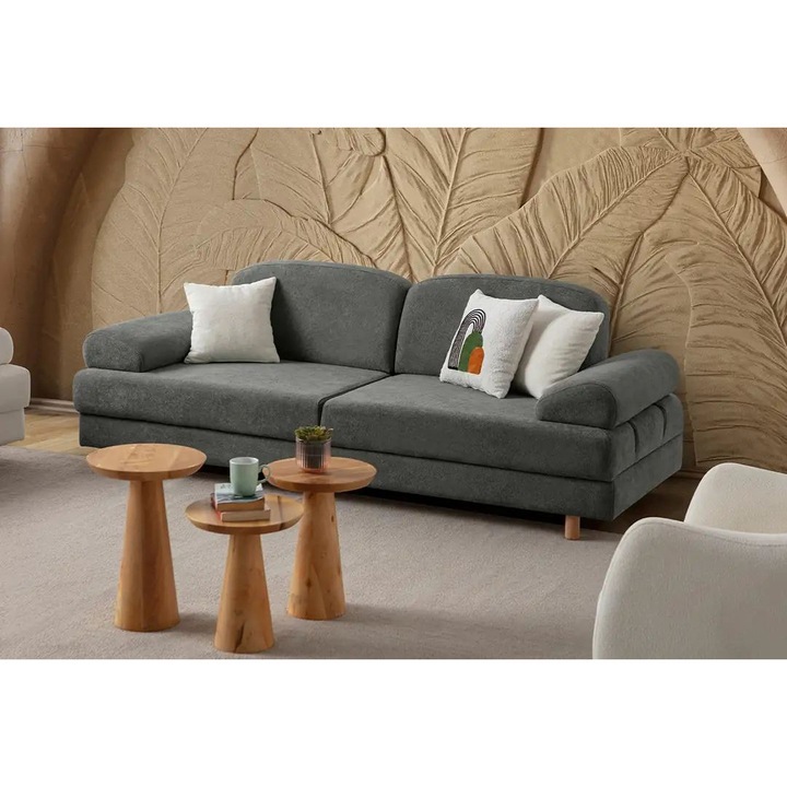 Canapea extensibilă 3 locuri, Atelier Del Sofa, antracit, 230x85x93cm, 3 perne, capacitate 240kg