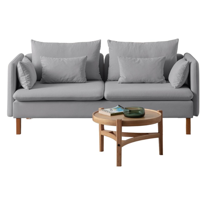 Canapea 3 locuri, Atelier Del Sofa, gri, 6 perne, 195x100x75cm