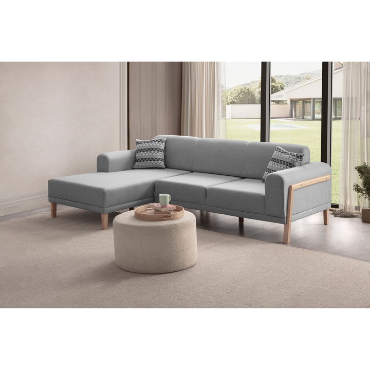 Canapea coltar Atelier Del Sofa, gri, 250x160cm, 2 perne, inaltime 80cm