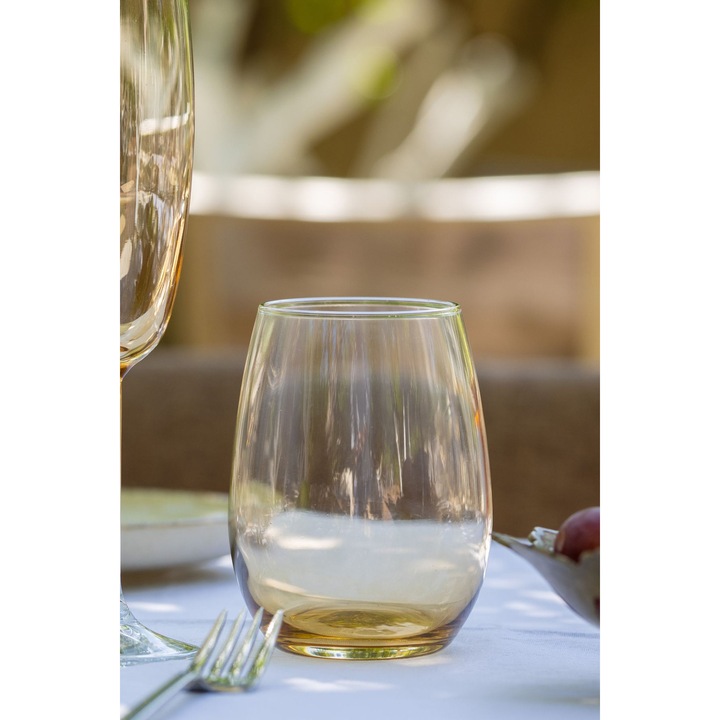 Комплект стъклени чаши Hermia Concept, 6 броя, 570 мл, 7,2x7,2x12 см, кехлибар