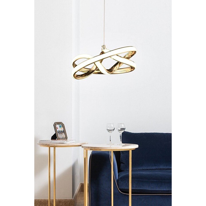 Полилей Opviq 886, метал, златист, регулируема височина 20-80см, размер на основата 10x5см