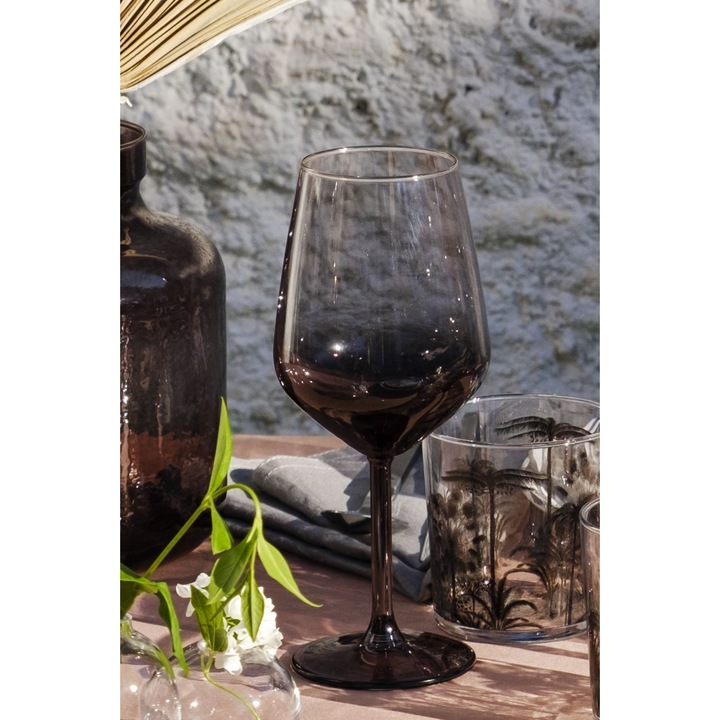 Set pahare de vin Hermia Concept, 4 piese, fum, 9,1x9,1x21,8cm, 490ml