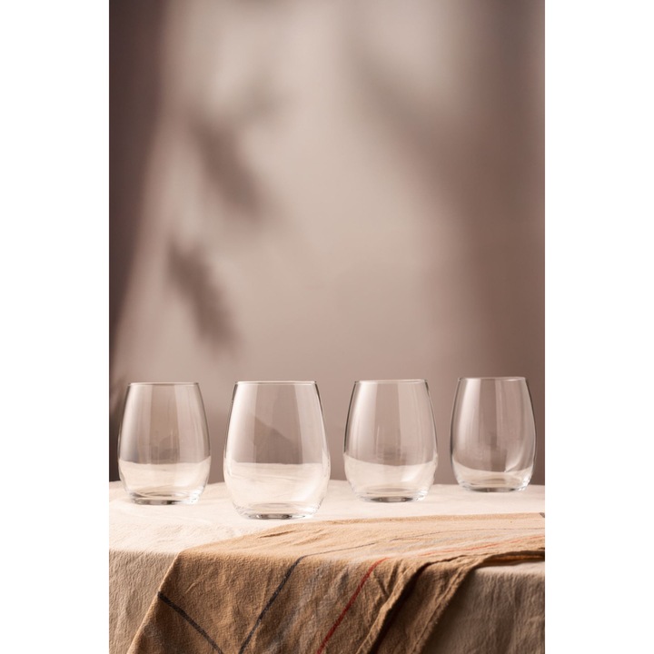 Комплект стъклени чаши Hermia Concept, прозрачни, 9,2x9,2x12см, 570мл, 4 броя