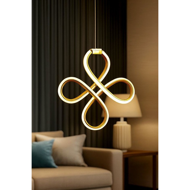 Lustra Opviq 916, metal, aurie, inaltime ajustabila 30-80cm, dimensiuni baza 10x5cm