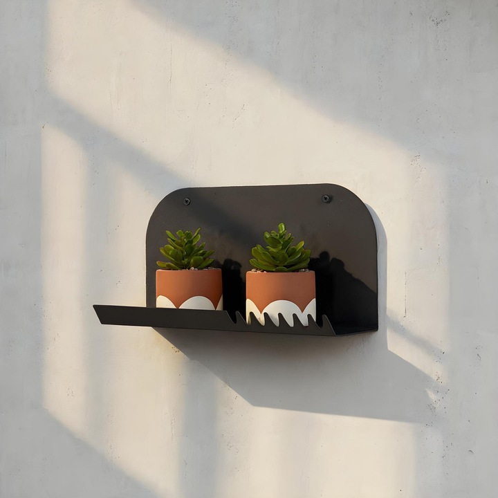 Raft metalic decorativ Woody Fashion 543, negru, 31x15cm, 1,2mm grosime