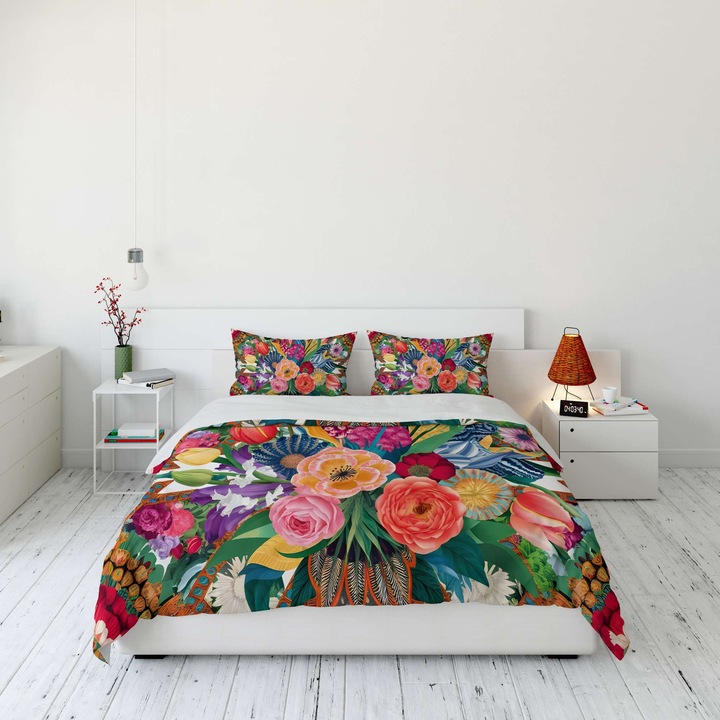 Colorful Cotton ágyneműhuzat garnitúra, 200x200cm, 2 párnahuzat 60x60cm, többszínű