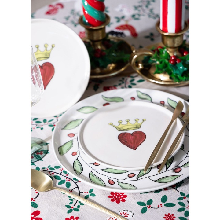 Hermia Concept desszert tányérkészlet, 6 részes, fehér, piros, sárga, 19x19x1cm