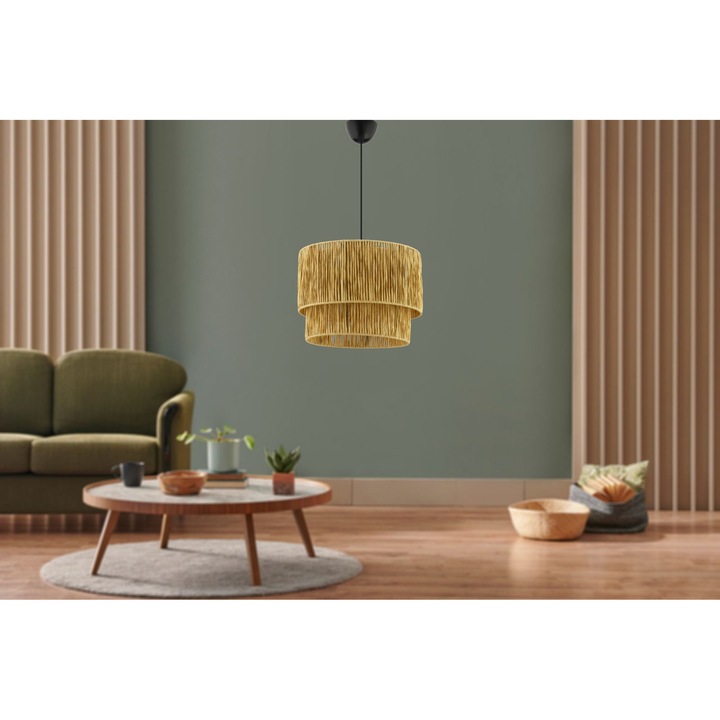 Лампа Opviq 163, метал, камел, черна, размери: o30x25см, регулируема височина 35-60см