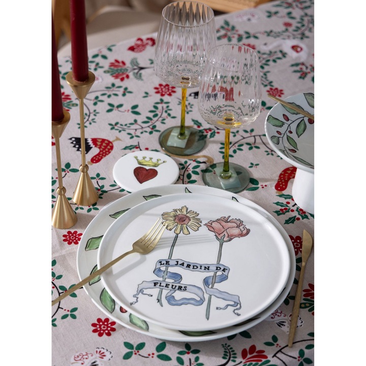 Hermia Concept kerámia tányérkészlet, 6 darab, fehér, piros, zöld, sárga, kék, 26x26x1cm