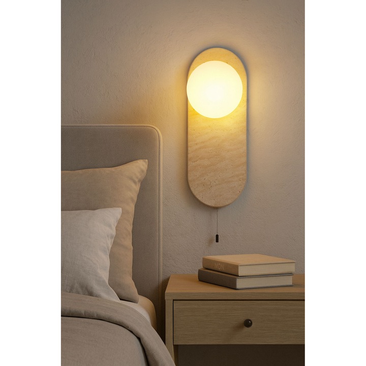 Opviq 334 falikar, travertin, bézs, fehér, mérete 39x18x1cm, teljes magasság 39cm