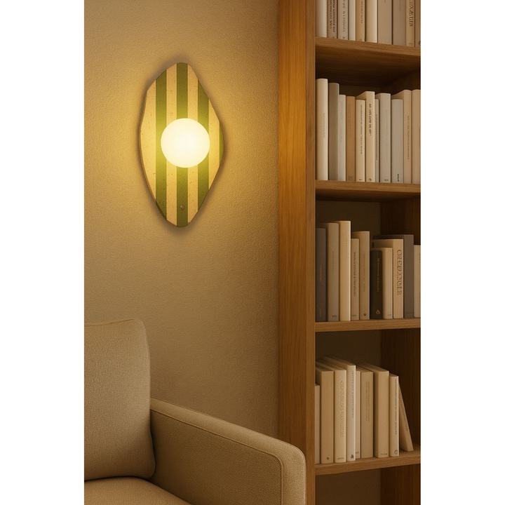 Аплик Opviq, модел 266, бежов, бял, зелен, размери 10x10см, обща височина 42см, комплект 1 брой