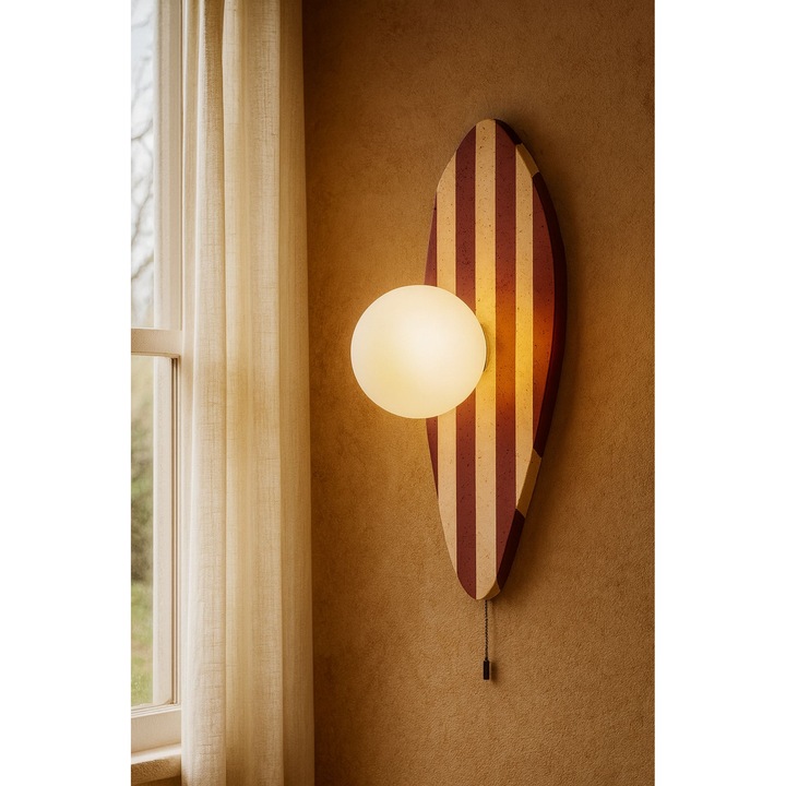 Аплик Opviq, модел 259, травертин, бежов, бял, червен, размери 10x10см, обща височина 42см