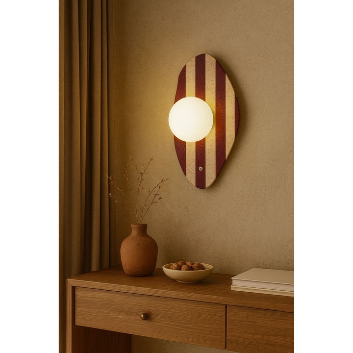 Аплик Opviq, модел 297, травертин, бежов, бял, червен, размери 10x10см, обща височина 42см